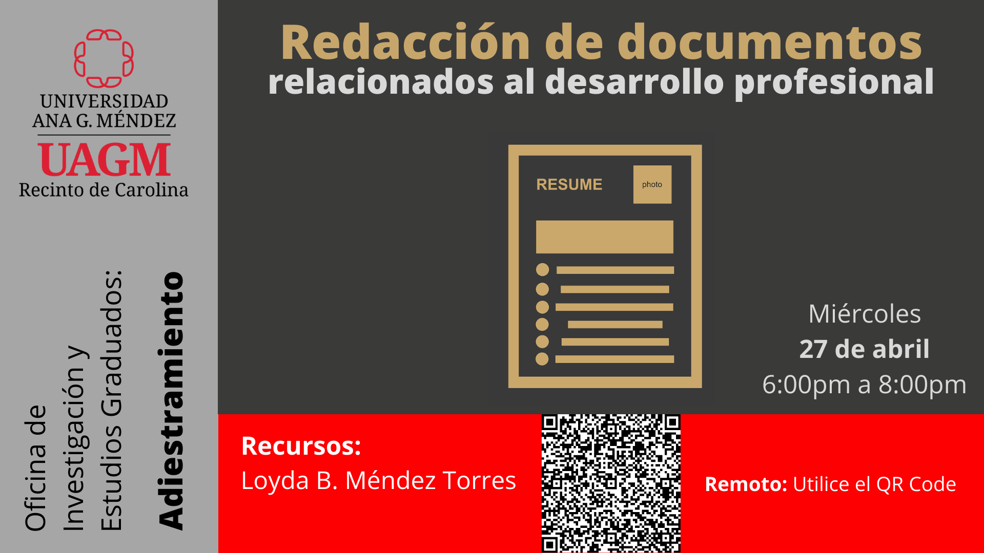 Redacción de documentos relacionados al desarrollo profesional